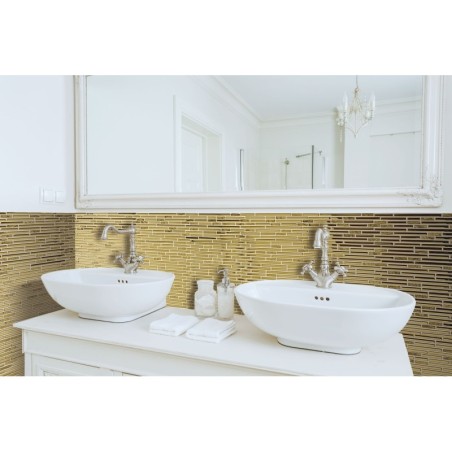 Mosaique salle de bain, crédence de cuisine pierre métal molluvia or 30x30 cm