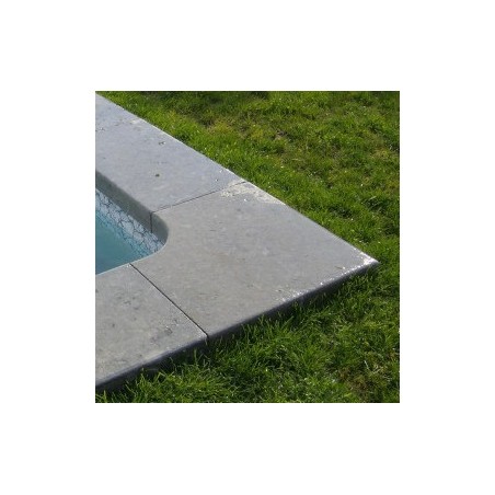 Margelle pierre du limeyrat d'angle pour margelle grise épaisseur 5cm