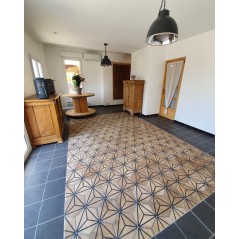 Carrelage hexagone décoré mat effet carreau ciment contemporain 25x22cm D ditribeca