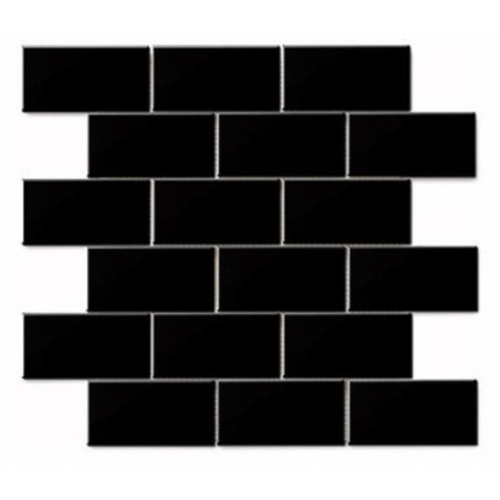 mosaique de mini rectangle 5x10cm noir brillant sur trame 30x30x0.8cm D mini-manhatiles
