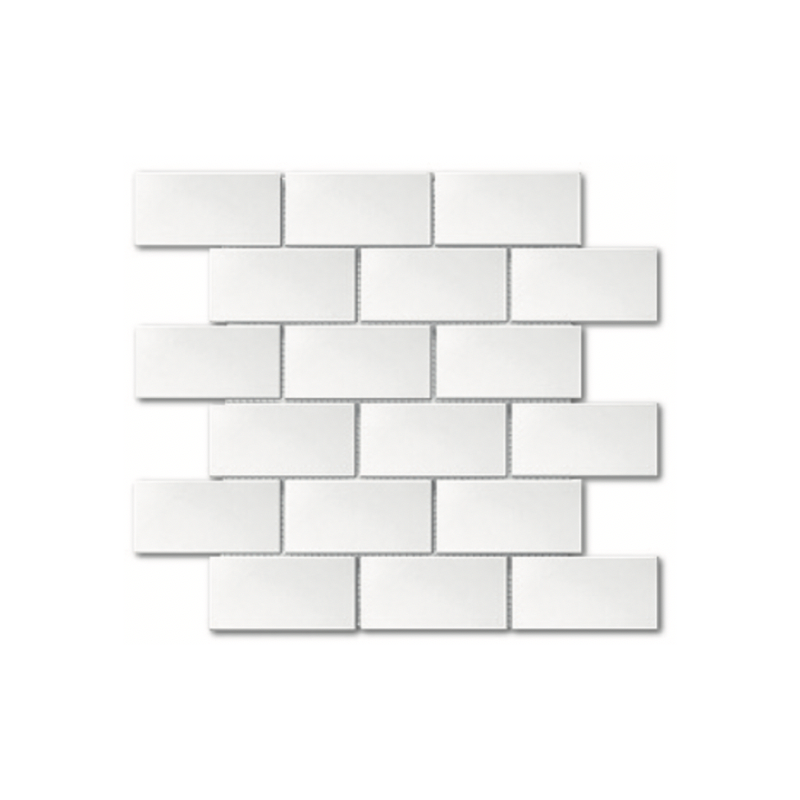 mosaique de mini rectangle 5x10cm blanc brillant sur trame 30x30x0.8cm Dif mini-manhatiles