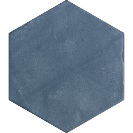 Carrelage hexagonal, petite tomette bleu mat nuancé, 13.9x16cm apegnomade bleu