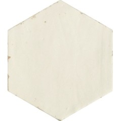 Carrelage hexagonal, petite tomette blanc mat dénuancée, 13.9x16cm apenomade bone