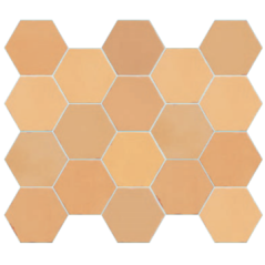 Carrelage hexagonal, petite tomette mat nuancé, apegnomade jaune ocre 13.9x16cm