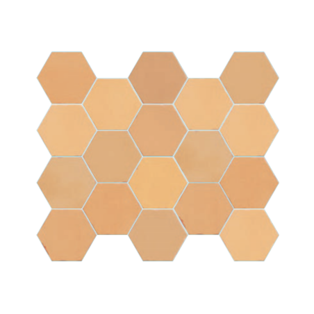 Carrelage hexagonal, petite tomette mat nuancé, apegnomade jaune ocre 13.9x16cm