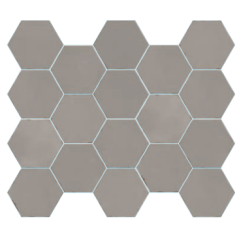 Carrelage hexagonal, petite tomette gris mat nuancé, 13.9x16cm apenomade gris