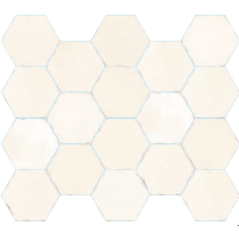 Carrelage hexagonal, petite tomette blanc mat dénuancée, 13.9x16cm apenomade bone