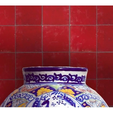 Zellige salle de bain cuisine carrelage en terre cuite D rouge 10x10x1,1cm