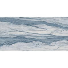 Carrelage imitation marbre poli brillant bleu rectifié, 60x120cm Géoxmacauba.