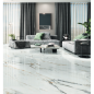 Carrelage imitation marbre blanc veiné de noir et d'or poli brillant, salon, XXL 98x98cm rectifié,  Porce1840 Firenze