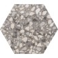 Carrelage hexagone imitation granito gris mat 23x27cm,  duresix terrazzo gris antiderapant R10