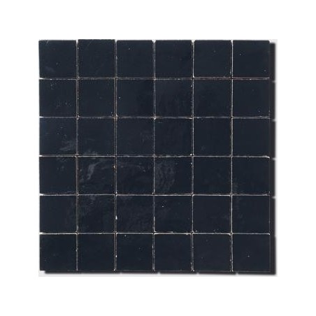 Mosaique crédence cuisine salle de bain zellige D 5x5cm noir sur trame 30x30cm