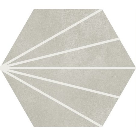 Carrelage hexagonal en grès cérame émaillé décoré gris apegsunny grey 23x26cm