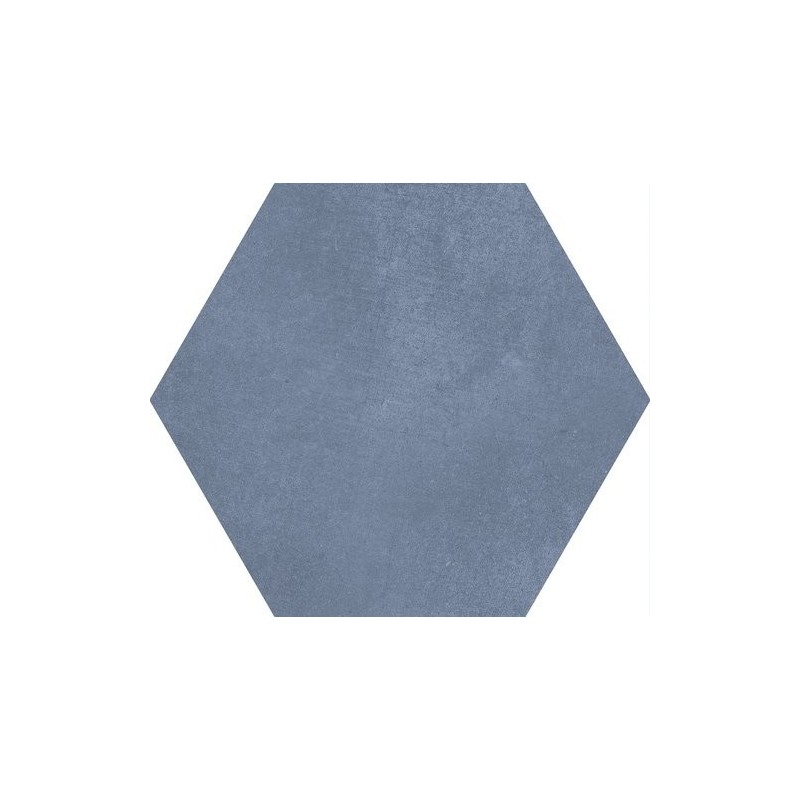 Carrelage hexagonal en grès cérame émaillé bleu apegmacba blue 23x26cm