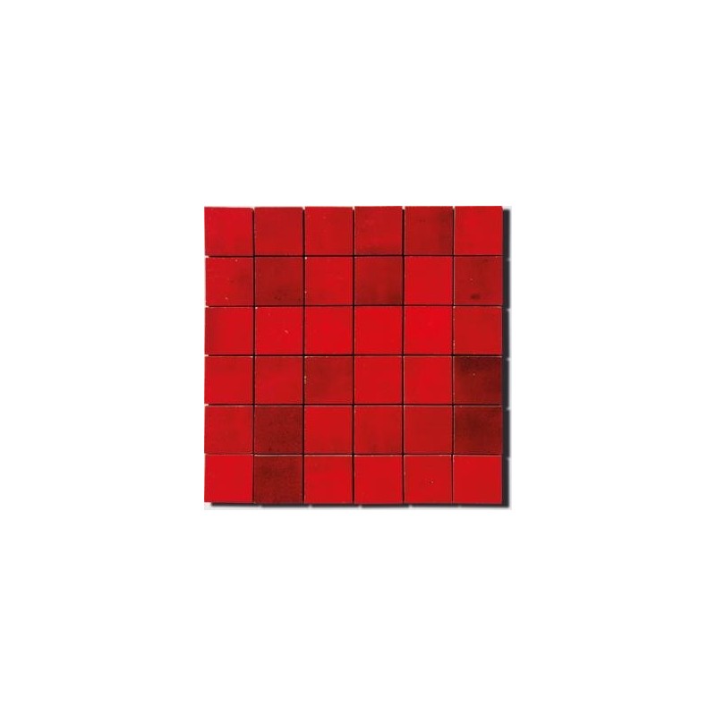 Mosaique zellige véritable salle de bain crédence cuisine Dif 5x5cm rouge sur trame 30x30cm