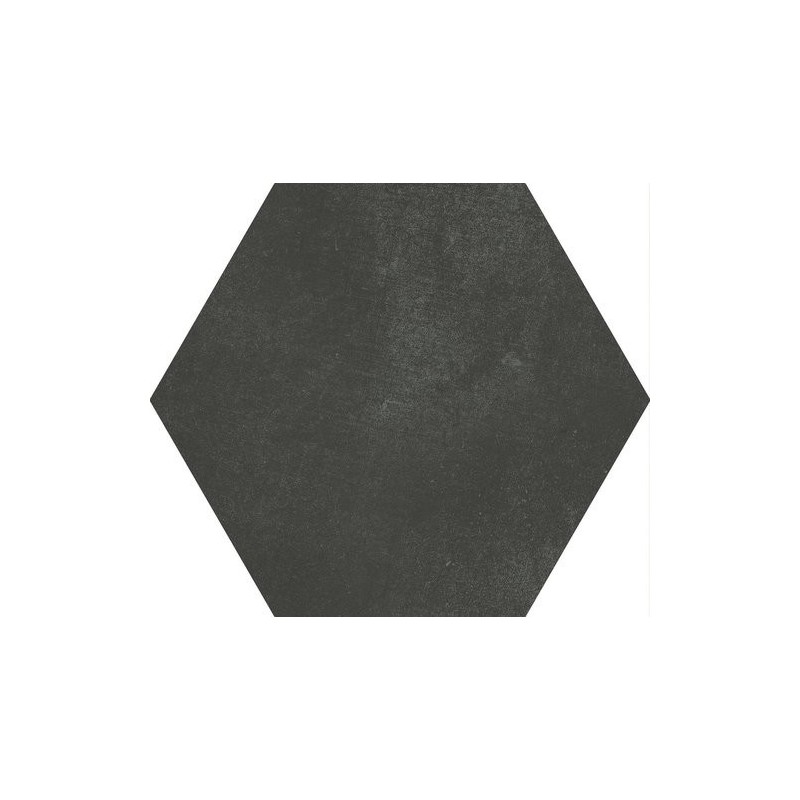 Carrelage hexagonal en grès cérame émaillé noir apegmacba obsidiana 23x26cm