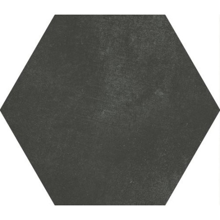 Carrelage hexagonal en grès cérame émaillé noir 23x26cm apemacba obsidiana