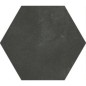 Carrelage hexagonal en grès cérame émaillé noir apegmacba obsidiana 23x26cm