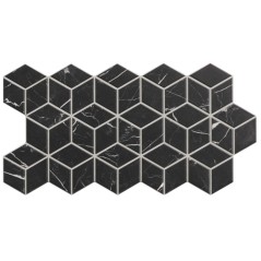 Carrelage decor effet 3D imitation marbre noir mat 26.5x51cm realrhombus marquina