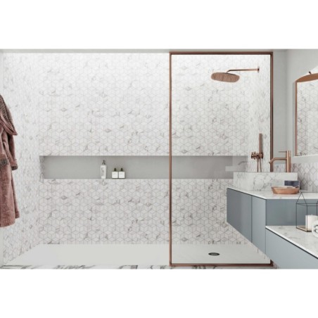 Carrelage salle de bain decor effet 3D imitation marbre blanc mat 26.5x51cm realrhombus venato