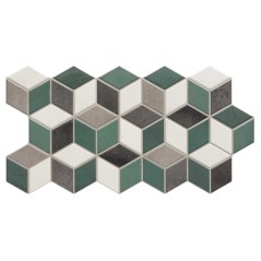 Carrelage salle de bain decor effet 3D vert mat 26.5x51cm realrhombus emerald