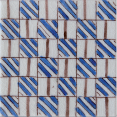 Carrelage émail craquelé peint à la main décor méditerranéen D sabra bleu 10x10x1cm 