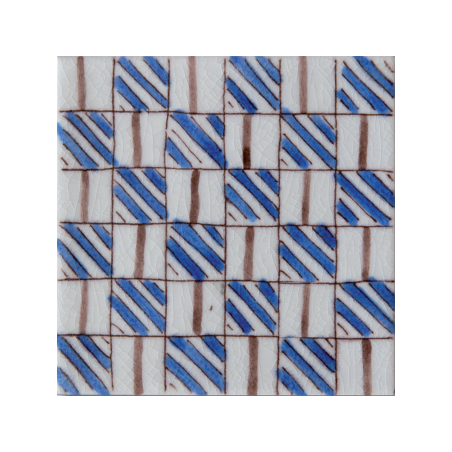 Carrelage émail craquelé peint à la main décor asori DIF sabra bleu 10x10x1cm