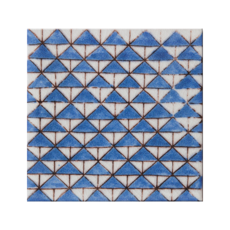Carrelage émail craquelé peint à la main décor asori Diff dougga bleu 10x10x1cm