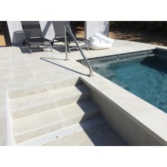 Margelle piscine, plate en pierre grise 60X33X5cm bord rond , artxtaza