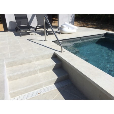 Margelle piscine, plate en pierre grise 60X33X5cm bord rond , artxtaza