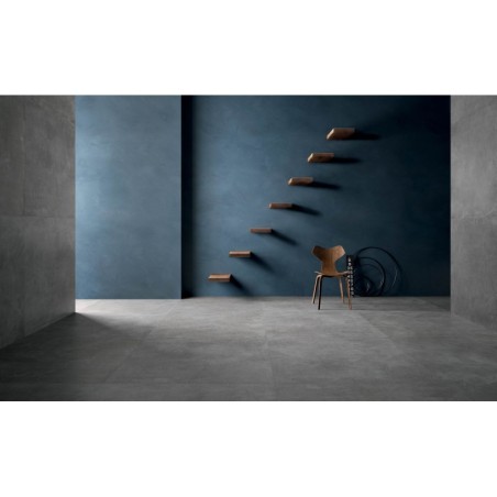 Carrelage imitation béton ou résine mat, intérieur contemporain, XXL 120x120cm rectifié,  santaset grey