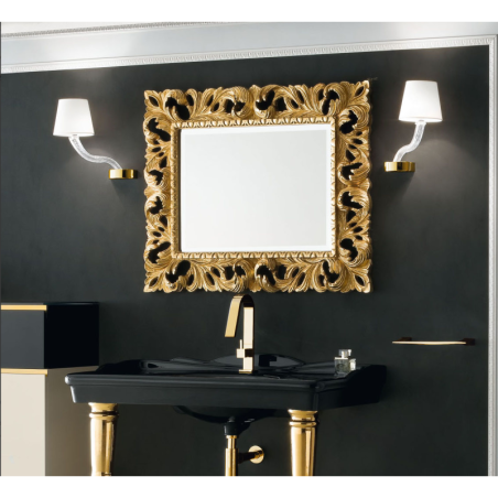 Miroir salle de bain, retro art ancien horizontal 100x82x5.8cm sans éclairage, avec cadre en bois doré mat comp atelier 4845.