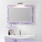 Miroir salle de bain, retro art ancien horizontal 95x70x3cm sans éclairage, avec cadre violet mat compx brocantage 4828.