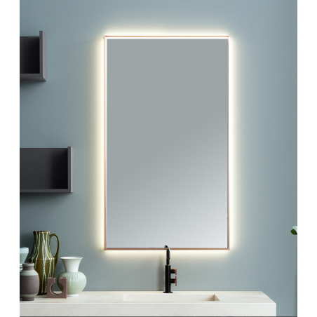Miroir salle de bain, contemporain vertical 70x120x5.5cm éclairage à led, cadre finition cuivre comp sceen3 rame 4059.