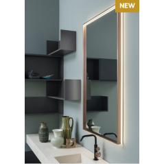 Miroir salle de bain, contemporain vertical 70x120x5.5cm éclairage à led, cadre finition cuivre compx sceen3 rame 4059.