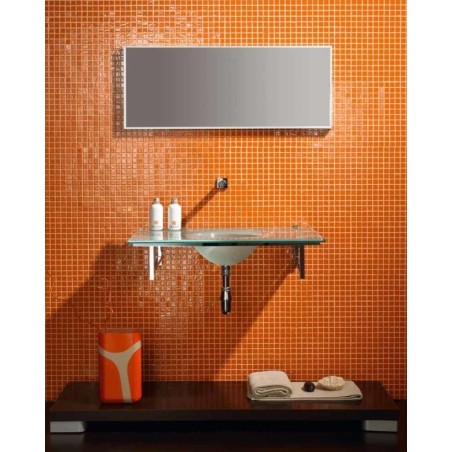 Emaux de verre salle de bain orange mosaique piscine moxmc-702  2.5x2.5cm sur trame.