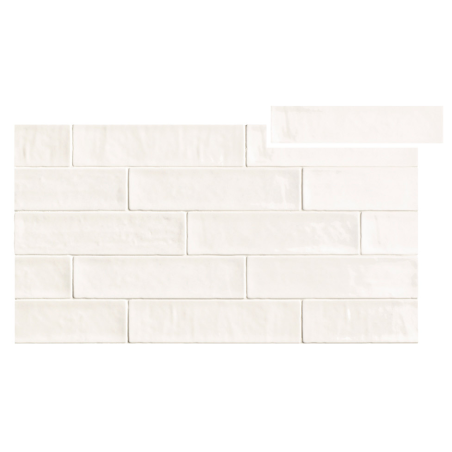 Carrelage imitation Zellige blanc brillant irrégulier salle de bain cuisine 6.2x25x0.9cm , natuczellige blanc brillant.