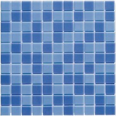Emaux de verre bleu mélangé pour la salle de bain piscine crédence de la cuisine mosaique moxcombi-2  2.5x2.5cm sur trame.