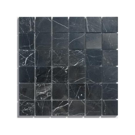 mosaique salle de bain D marbre noir 4.8x4.8cm sur trame 30.5x30.5x1cm