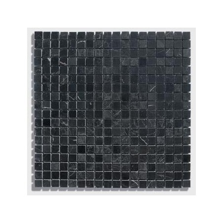 Mosaique salle de bain Dif marbre noir brillant 1.5x1.5cm sur trame 30.5x30.5x1cm