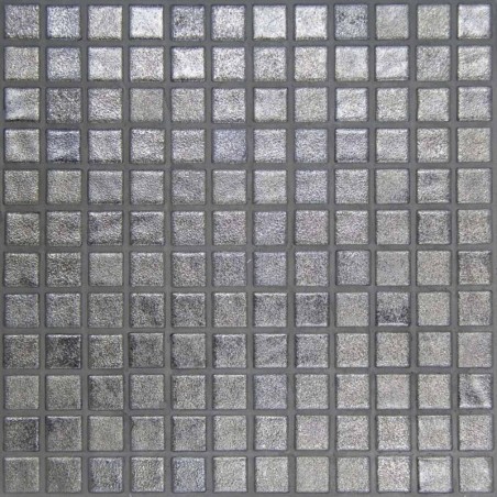 Emaux de verre aspect métal mosaique salle de bain métalico silver 2.5x2.5 cm