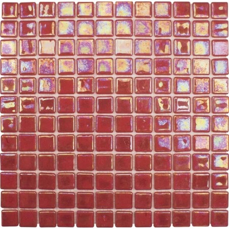 Emaux de verre rouge effet métal mosaique salle de bain acquaris passion 2.5x2.5cm mox