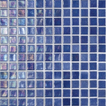 Emaux de verre bleu foncé irisé métallisé piscine mosaique salle de bain iridis 22  2.5x2.5 cm