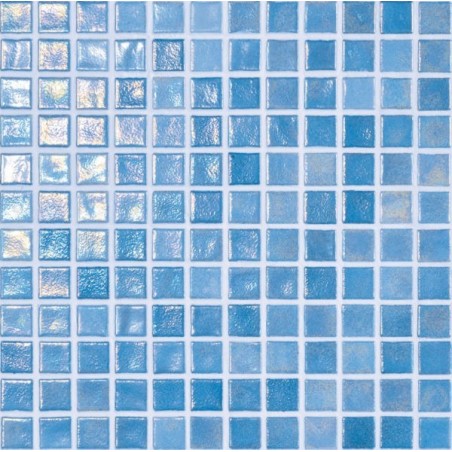 Emaux de verre bleu irisé métallisé piscine mosaique salle de bain iridis 21  2.5x2.5 cm
