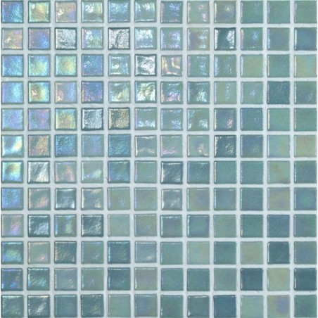 Emaux de verre vert irisé métallisé piscine mosaique salle de bain iridis 31  2.5x2.5 cm