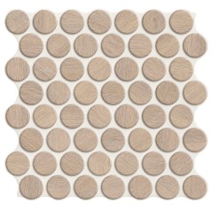 Carrelage rond imitation bois clair mat chêne sur plaque 30.9x30.9cm, épaisseur 9mm, realcircle oak