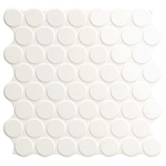 Carrelage rond blanc brillant sur plaque 30.9x30.9cm, épaisseur 9mm, realcircle glossy white