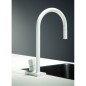 Mitigeur évier blanc mat, noir mat et chromé robinet contemporain avec douchette extractible en laiton 2 jets F7028