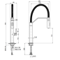 Mitigeur évier design avec douchette extractible à 2 jets en ABS F7047/1 chromé, noir mat, blanc mat et nickel brossé.