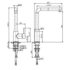 Mitigeur évier inox contemporain robinet design avec bec pivotant et douchette extractible F7025INOX